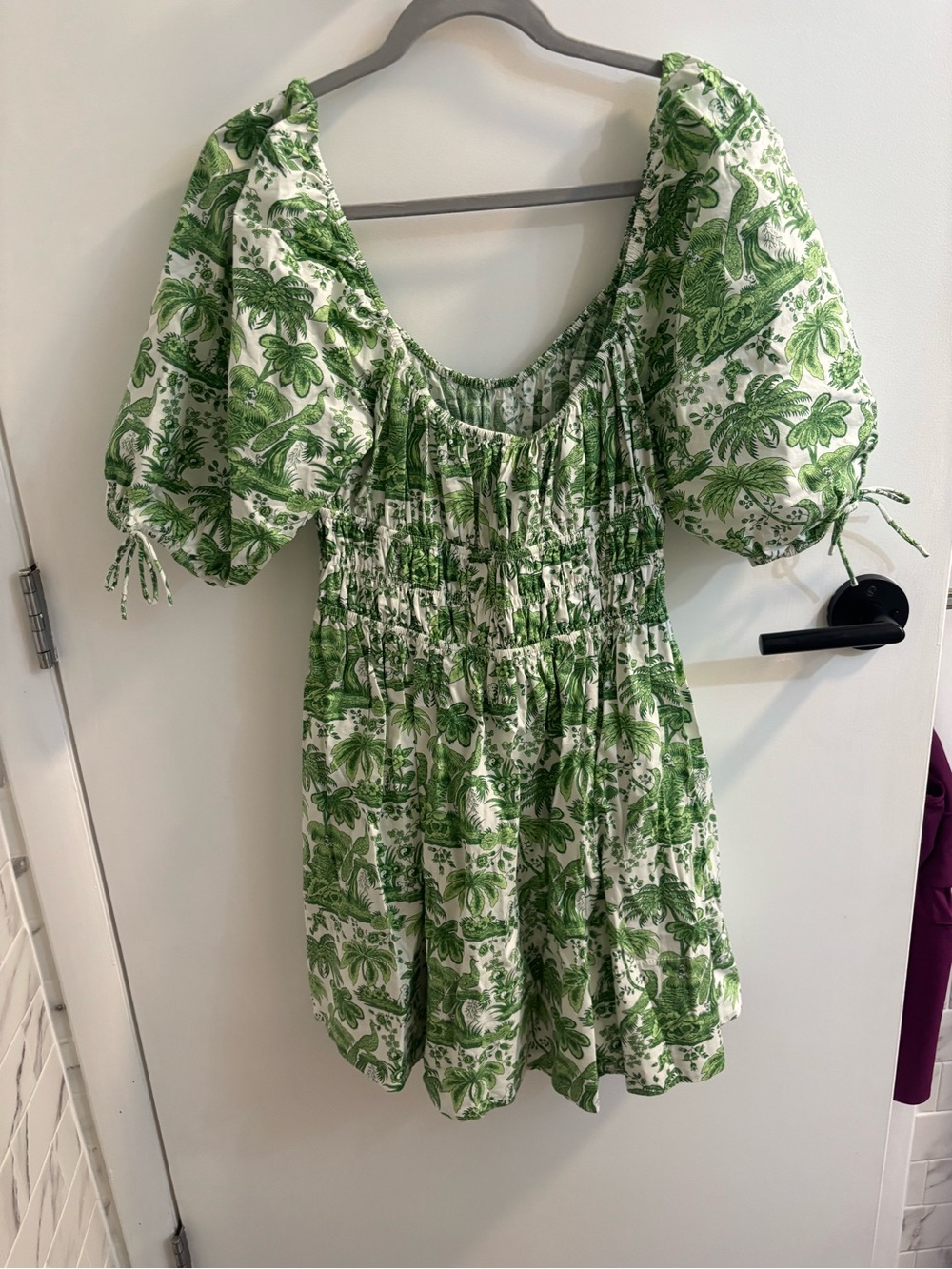 Staud mini Faye dress in green toile - Picture 2 of 3